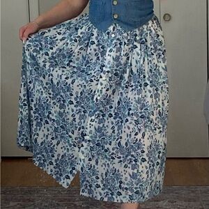 Vintage Floral Blue and White Skirt